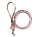 Laisse ronde pour chien en cuir de veau style écossais : Couleur:Rose