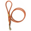 Laisse ronde pour chien en cuir de veau : Couleur:Orange