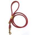 Laisse ronde pour chien en cuir de veau : Couleur:Rouge vif