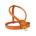 Harnais cuir de veau rond orange pour chien : Taille:T1 - Cou : 25 cm. Poitrine de 33 à 41 cm.