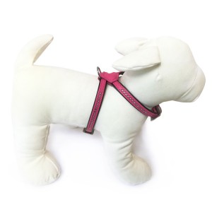 Harnais strass pour chien en simili cuir rose MONTE CARLO