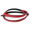 Harnais strass pour chien en simili cuir rouge MONTE CARLO : Taille:T5 - Cou 38 cm. Poitrine de 40 à 47 cm. Largeur 14 mm.