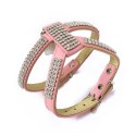 Harnais pour chien en cuir rose avec strass BLING BLING : Taille:T2 - Poitrine réglable de 29 à 35 cm.