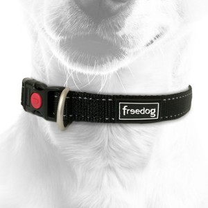 Collier pour chien en nylon avec surpiqûres réfléchissantes | Noir