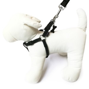 Harnais pour chien en nylon avec surpiqûres réfléchissantes | BOBBY SAFE Noir