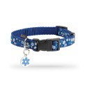 Collier pour petit chien en nylon et tissu FLOWER | BOBBY : Couleur:Bleu, Taille:XS - Réglable de 18 à 28 cm x 10 mm