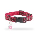 Collier pour petit chien en nylon et tissu FLOWER | BOBBY : Couleur:Fuchsia, Taille:XS - Réglable de 18 à 28 cm x 10 mm