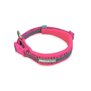 Collier confort pour petit chien en nylon avec bande réfléchissante PURE | Rose