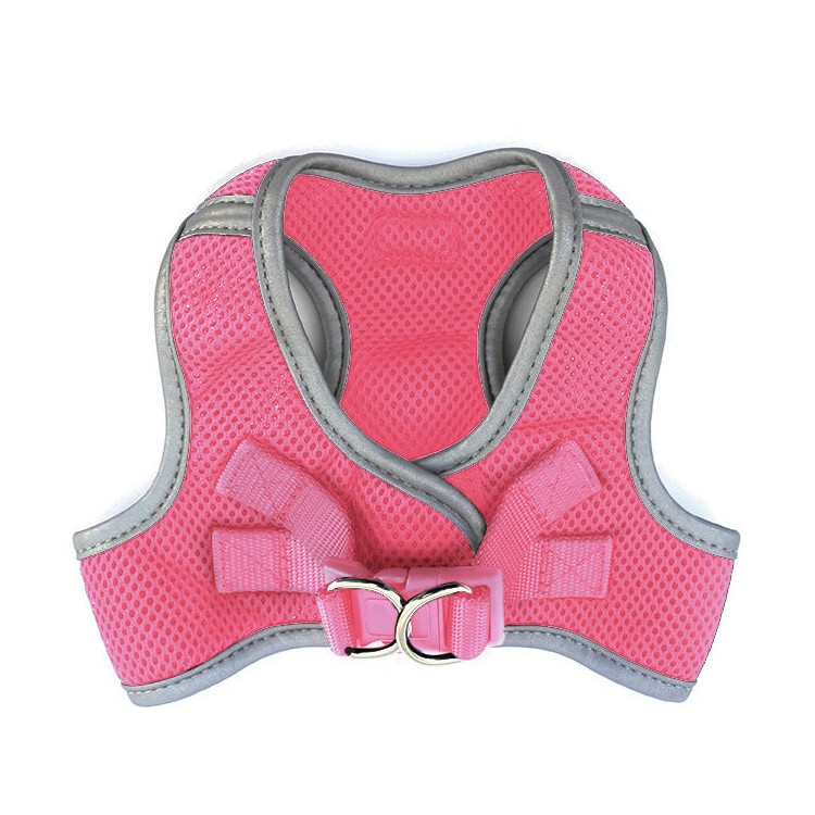 Harnais veste pour chien en tissu alvéolé respirant  Rose fluo