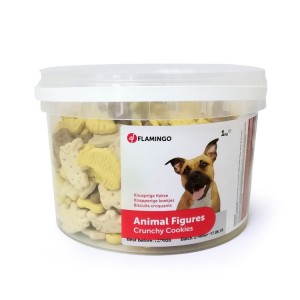 Seau de biscuits pour chien en forme animaux 100% végétal saveur lait | 1 kg