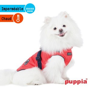 Manteau pour chien Puppia Mountaineer | Rouge avec harnais intégré