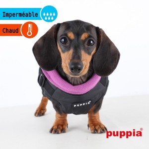 Manteau pour chien Puppia Mountaineer | Noir avec harnais intégré