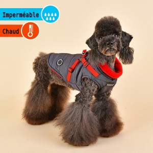 Manteau pour chien Puppia Mountaineer | Gris avec harnais intégré