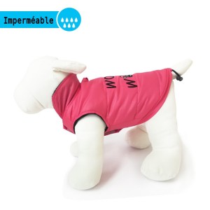 Manteau imperméable doudoune rose WOOF WOOF | Petit chien