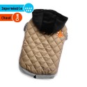 Manteau matelassé beige avec capuche noire polaire | Petit chien : Taille:XS - Dos 18 à 21 cm. Chien 1,5 kg.