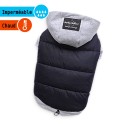 Manteau molletonné noir doublé polaire avec capuche grise | Petit chien : Taille:XS - Dos 18 à 21 cm. Chien 1,5 kg.