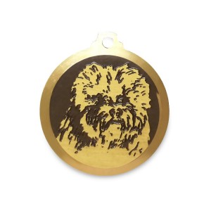 Médaille à graver en laiton de 25 mm | Bichon frisé