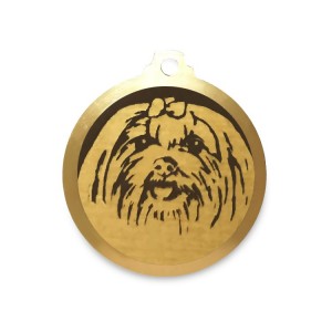 Médaille à graver en laiton de 25 mm | Bichon maltais