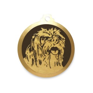 Médaille chien à graver en laiton de 25 mm | Dandie dinmont terrier
