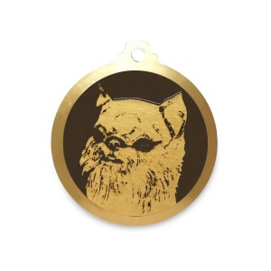 Médaille chien à graver en laiton de 25 mm | Griffon bruxellois