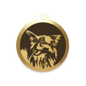 Médaille à graver en laiton de 25 mm | Chien Papillon