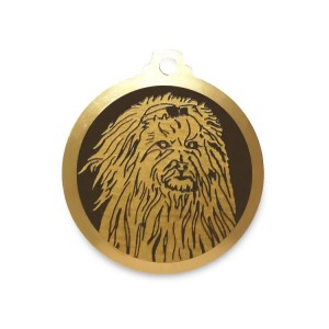 Médaille à graver en laiton de 25 mm | Petit chien lion