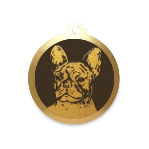 Médaille à graver en laiton de 30 mm | Bouledogue Français