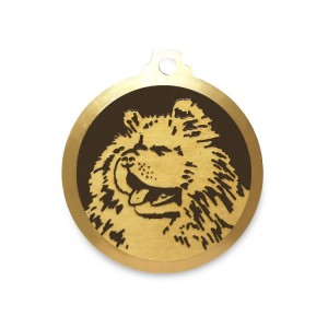 Médaille à graver en laiton de 30 mm | Chow Chow