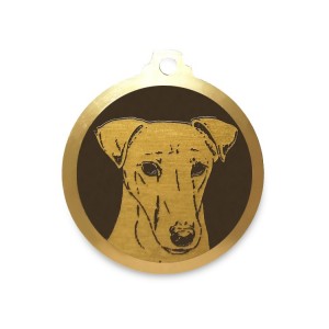 Médaille à graver en laiton de 30 mm | Fox Terrier à poils lisses