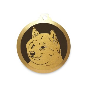 Médaille à graver en laiton de 30 mm | Shiba Inu