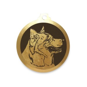 Médaille à graver en laiton de 36 mm | Malamute de l'Alaska