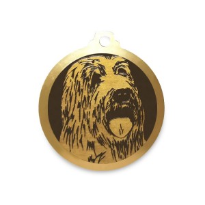 Médaille à graver en laiton de 36 mm | Bearded Collie