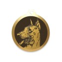 Médaille à graver en laiton de 36 mm | Doberman : Modèle:Oreilles coupées