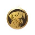 Médaille à graver en laiton de 36 mm | Dogue Allemand : Modèle:Oreilles non coupées