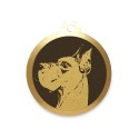 Médaille à graver en laiton de 36 mm | Dogue Allemand : Modèle:Oreilles coupées
