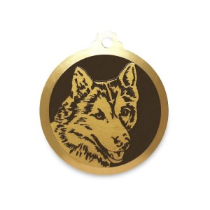 Médaille à graver en laiton de 36 mm | Husky Sibérien