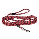 Longe ronde en nylon rouge et noire pour chien | 5 ou 10 m : Longueur:5 m x 10 mm