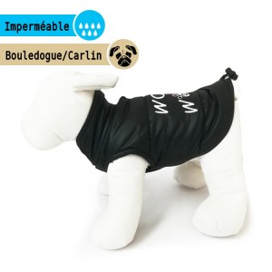 Manteau doudoune noir WOOF WOOF | Bouledogue et Carlin