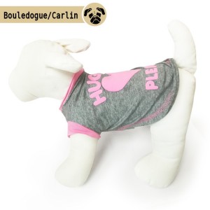 T-shirt Hug me gris et rose | Bouledogue et Carlin