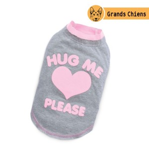 T-shirt Hug me gris et rose | Grands chiens