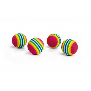 Sachet de 4 balles multicolores en mousse compacte  pour chat et chaton