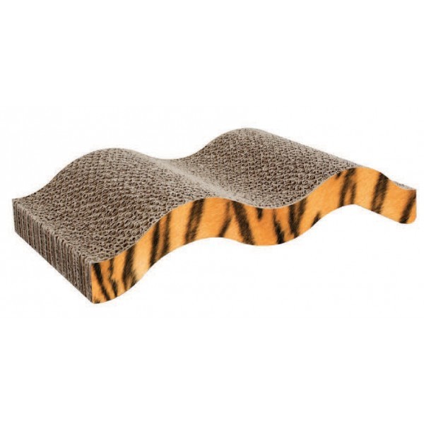 Griffoir En Carton Forme Vague Avec Herbe Aux Chats