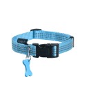 Collier pour chien en nylon avec surpiqûres réfléchissantes | BOBBY SAFE Bleu : Taille:XS - Réglable de 18 à 28 cm x 10 mm