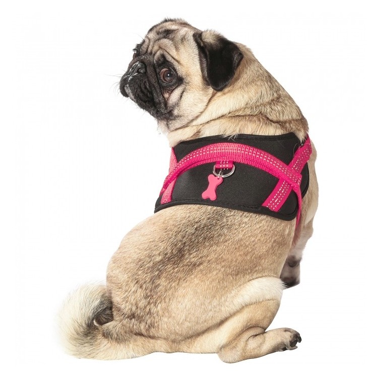 Harnais Pour Chien En Nylon Avec Surpiqures Reflechissantes Easy Bobby Fushia