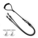 Laisse double accouple ronde en nylon avec poignée | 1,2 m x 10 mm : Couleur:Noir