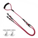 Laisse double accouple ronde en nylon avec poignée | 1,2 m x 10 mm : Couleur:Rouge vif