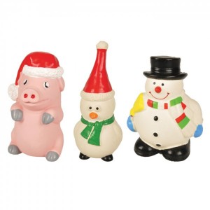 3 Jouets de Noël en latex avec bruiteur | Jouet pour chien et chiot | 11 cm