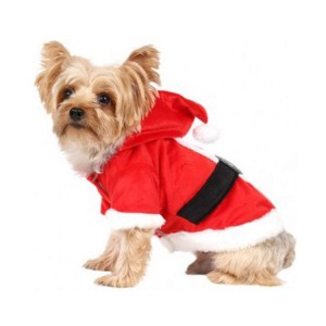 Manteau Père Noël pour chien avec capuche et pompon