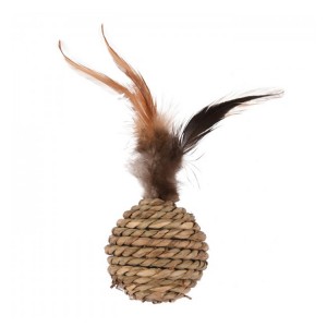 Jouet griffoir chat avec balles sisal et plumes | Balle de 4, 5 cm