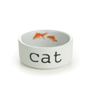 Gamelle pour chat en céramique "CAT" avec poissons rouges